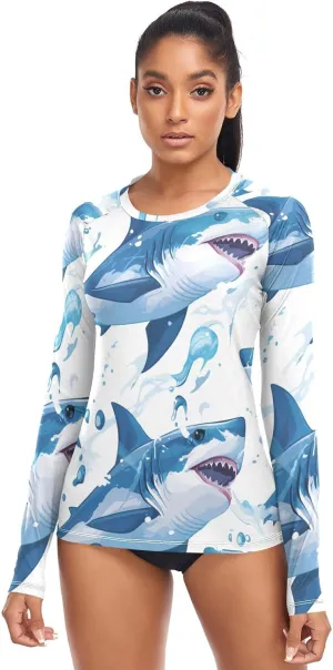 Ocean Fish sea Masco Womens Rash Guard UV Sun Protection UPF 50  Swimsuits Top Running Surfing
