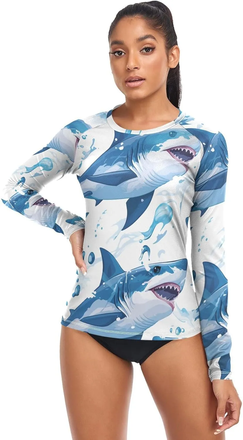 Ocean Fish sea Masco Womens Rash Guard UV Sun Protection UPF 50  Swimsuits Top Running Surfing