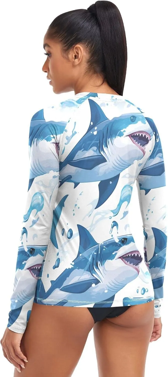 Ocean Fish sea Masco Womens Rash Guard UV Sun Protection UPF 50  Swimsuits Top Running Surfing