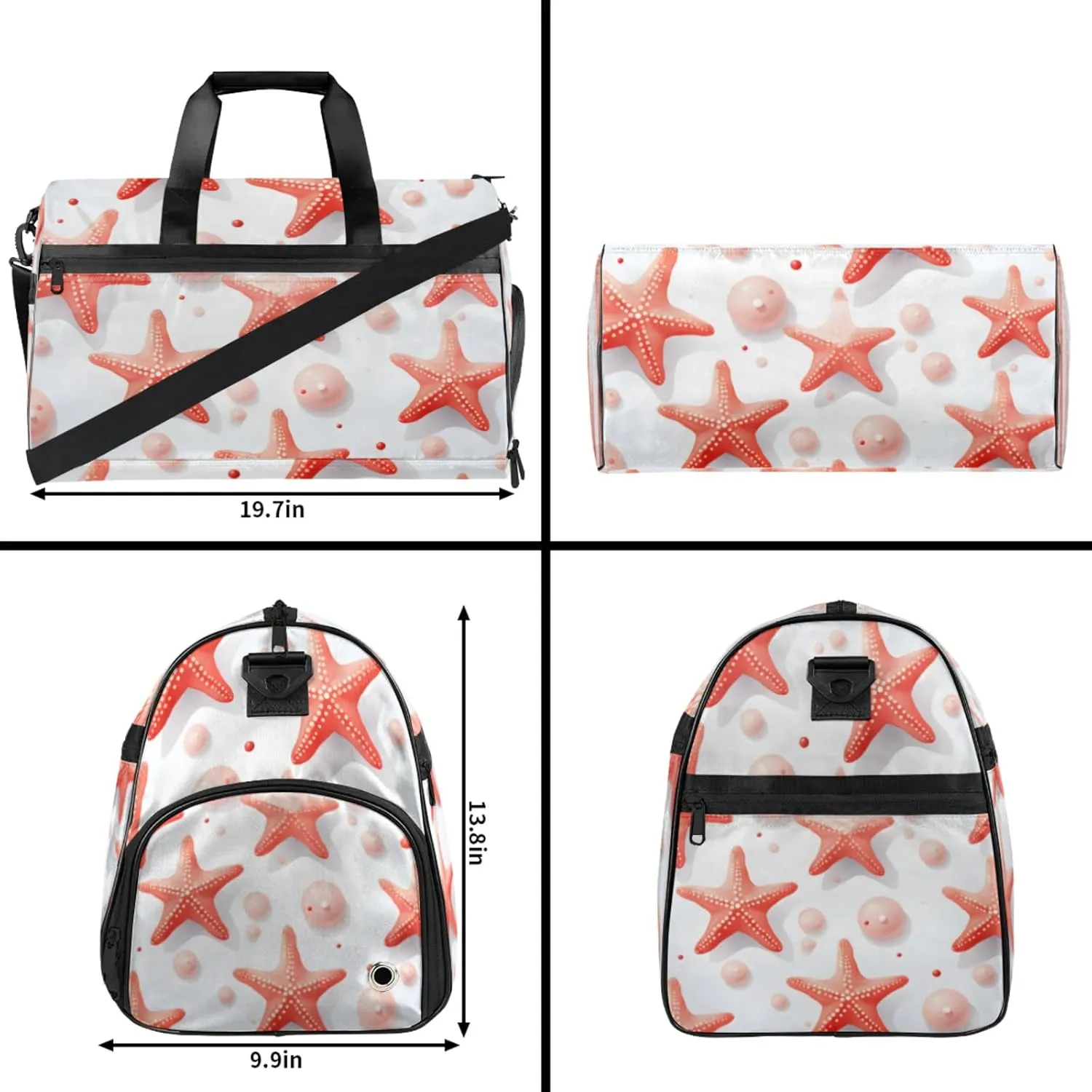 Ocean Gym Bag for Men- 43L large Duffle Bag for Travel, Starfish Travel Bag with Shoe Compartment-Personal Item Travel Bag Weekender Bags for Women