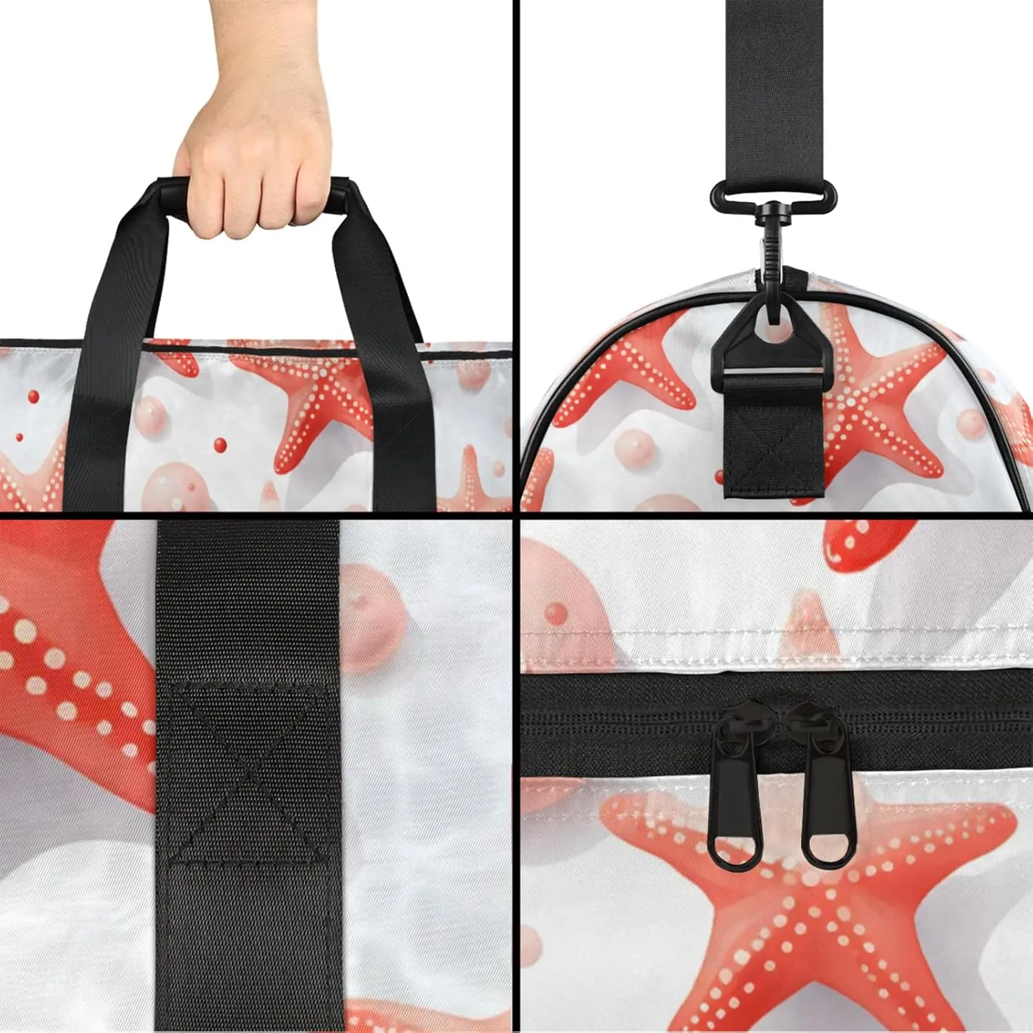 Ocean Gym Bag for Men- 43L large Duffle Bag for Travel, Starfish Travel Bag with Shoe Compartment-Personal Item Travel Bag Weekender Bags for Women