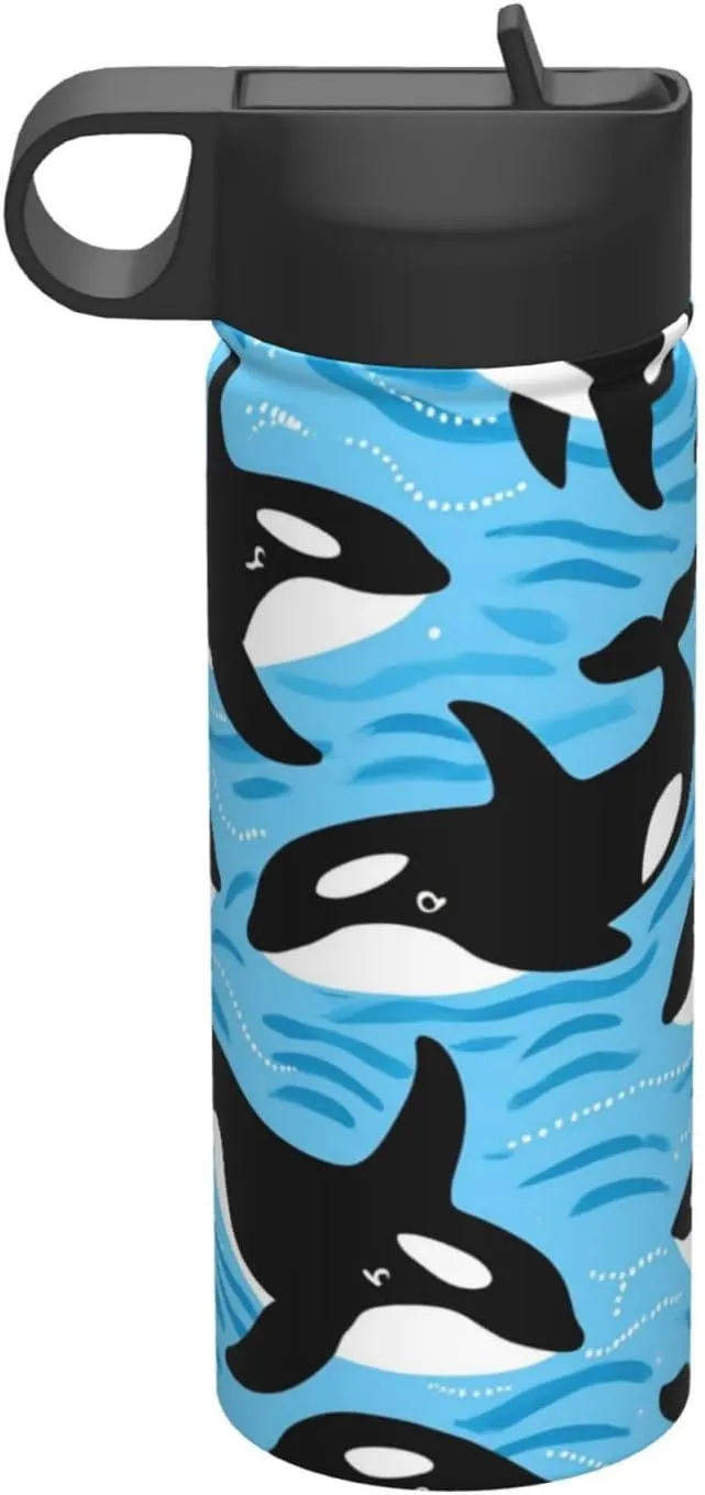 Ocean Orca Killer Whale 18oz Sports Insulated Kettle With Straw, Leakproof & BPA Free, Drinking Sports Water Bottle for Fitness, Gym & Outdoor