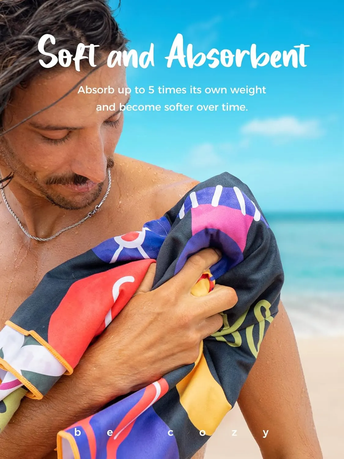 OCOOPA Microfiber Beach Towel Sand Free, Extra Large 71''X32'' Oversized Towels, Lightweight Compact Quick Dry Absorbent Pool Towel for Bath,Camping,Swimming,Travel Accessories