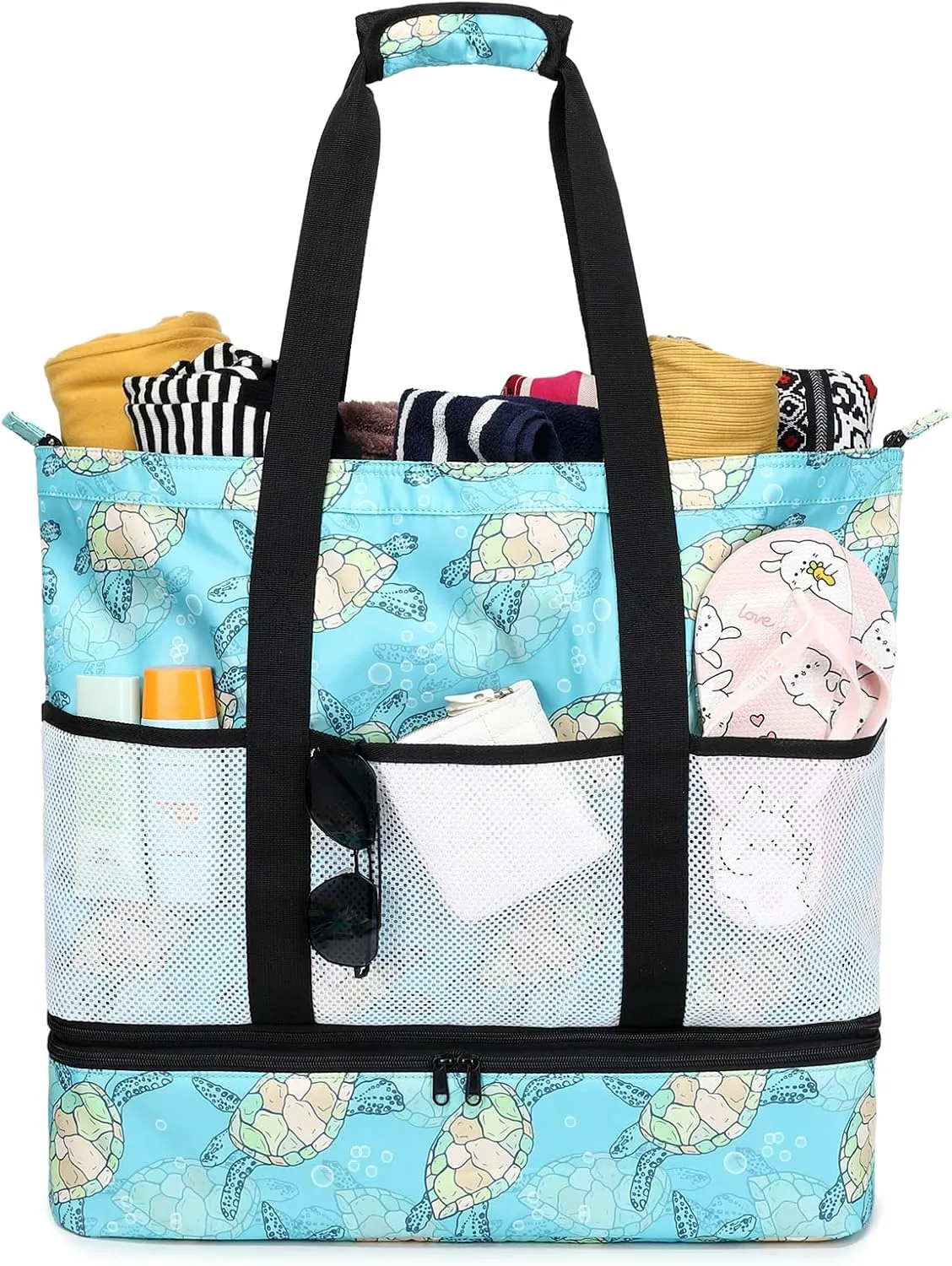 Octsky Beach Bags with Cooler Women Beach Tote Bag Waterproof Sandproof Zipper Large Pool Bag 9 Pockets