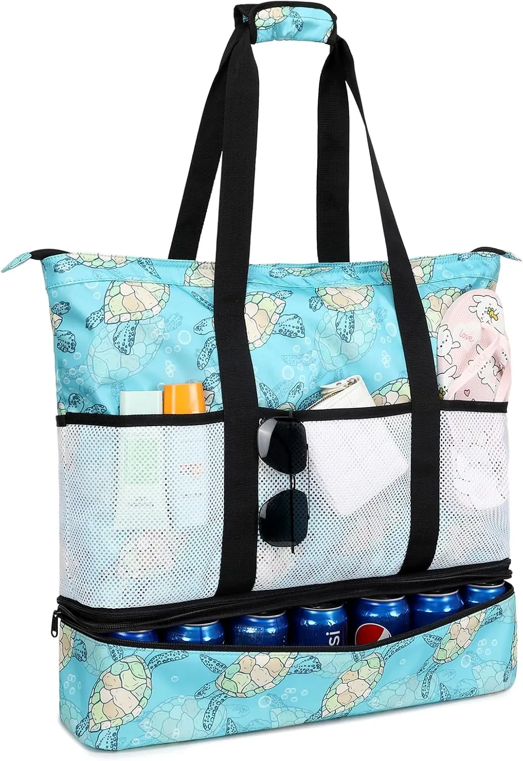 Octsky Beach Bags with Cooler Women Beach Tote Bag Waterproof Sandproof Zipper Large Pool Bag 9 Pockets
