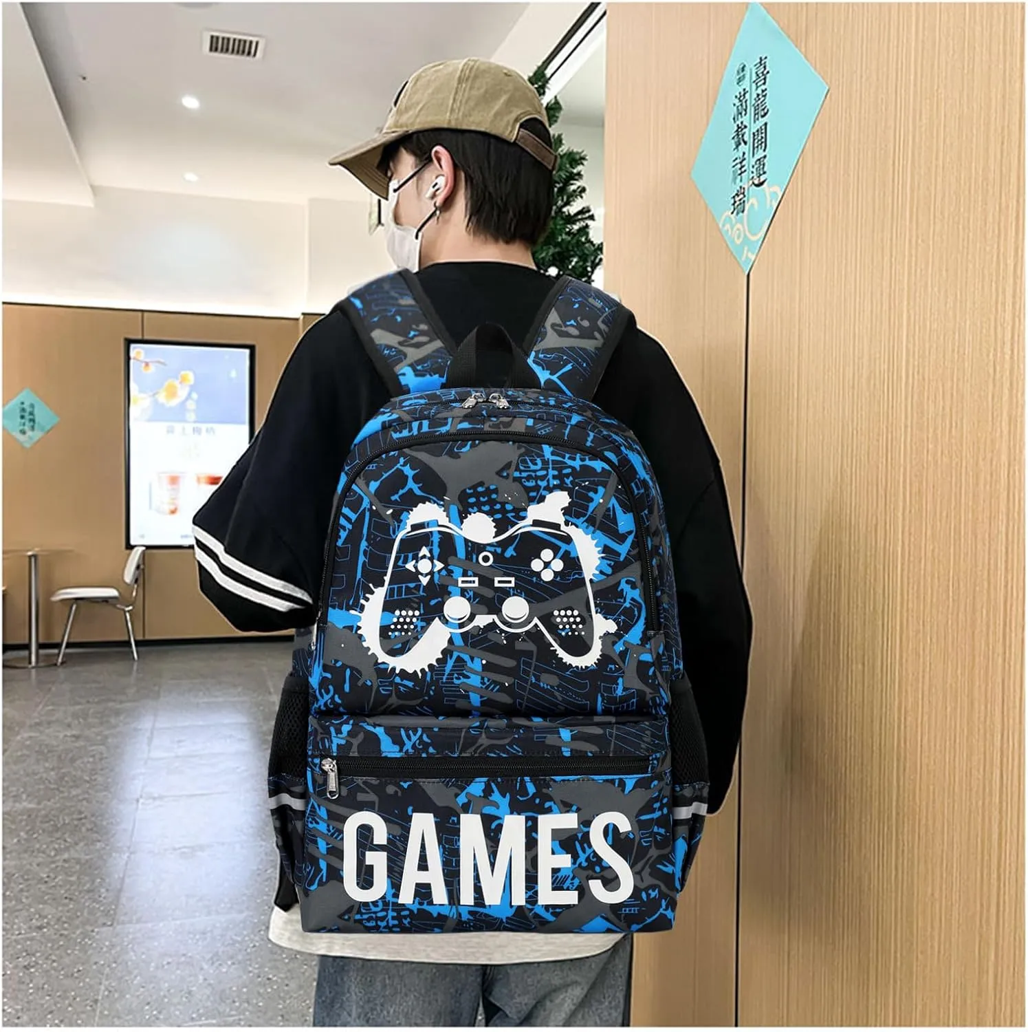 Octsky Boys School Backpack Elementary Middle Kids Bookbag Daypack Travel Back Pack 17 Inches Luminous,Blue