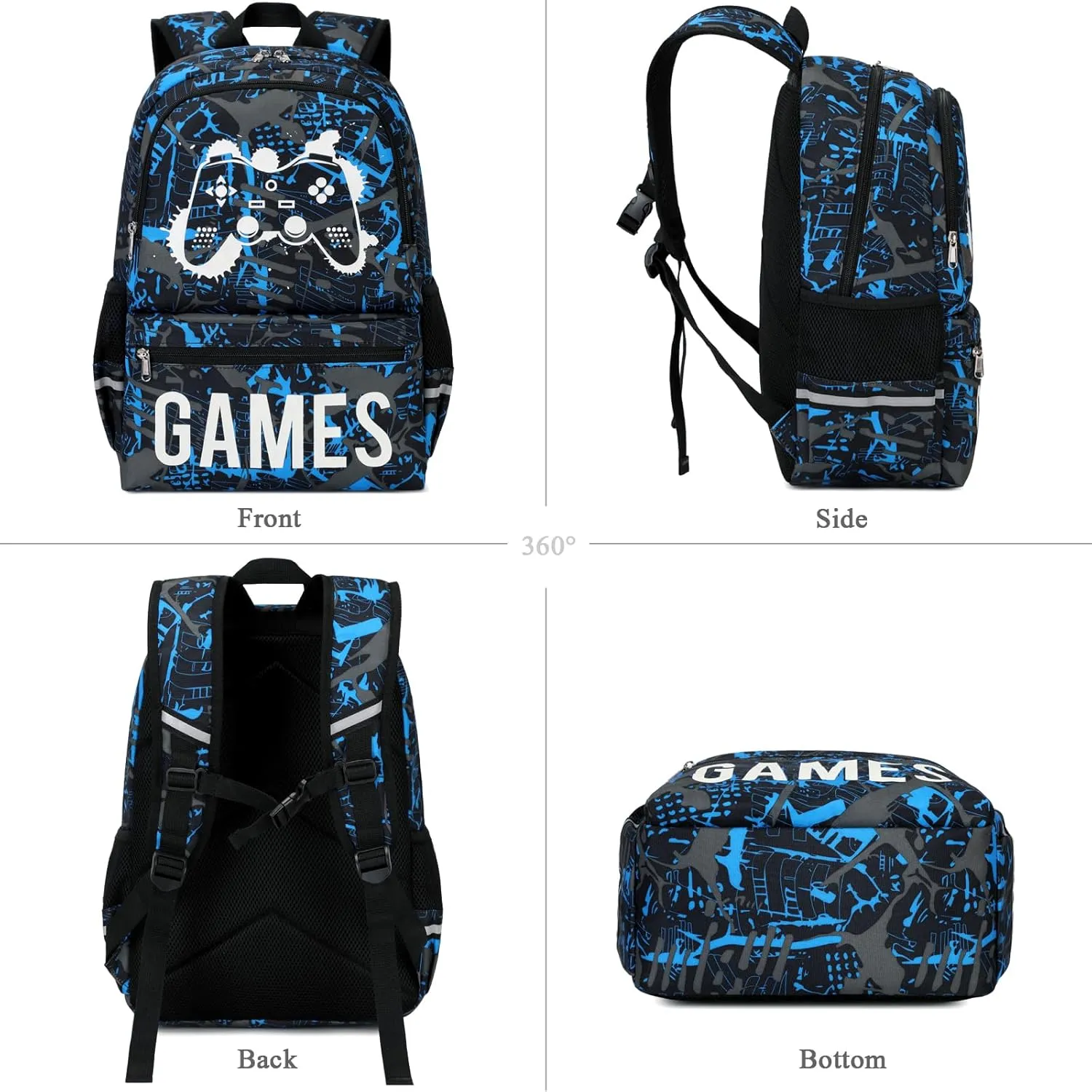 Octsky Boys School Backpack Elementary Middle Kids Bookbag Daypack Travel Back Pack 17 Inches Luminous,Blue