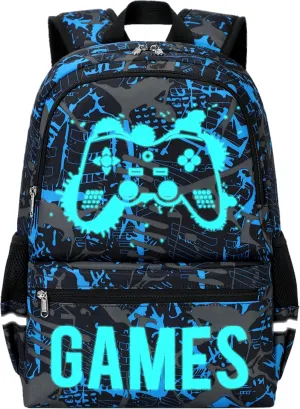 Octsky Boys School Backpack Elementary Middle Kids Bookbag Daypack Travel Back Pack 17 Inches Luminous,Blue