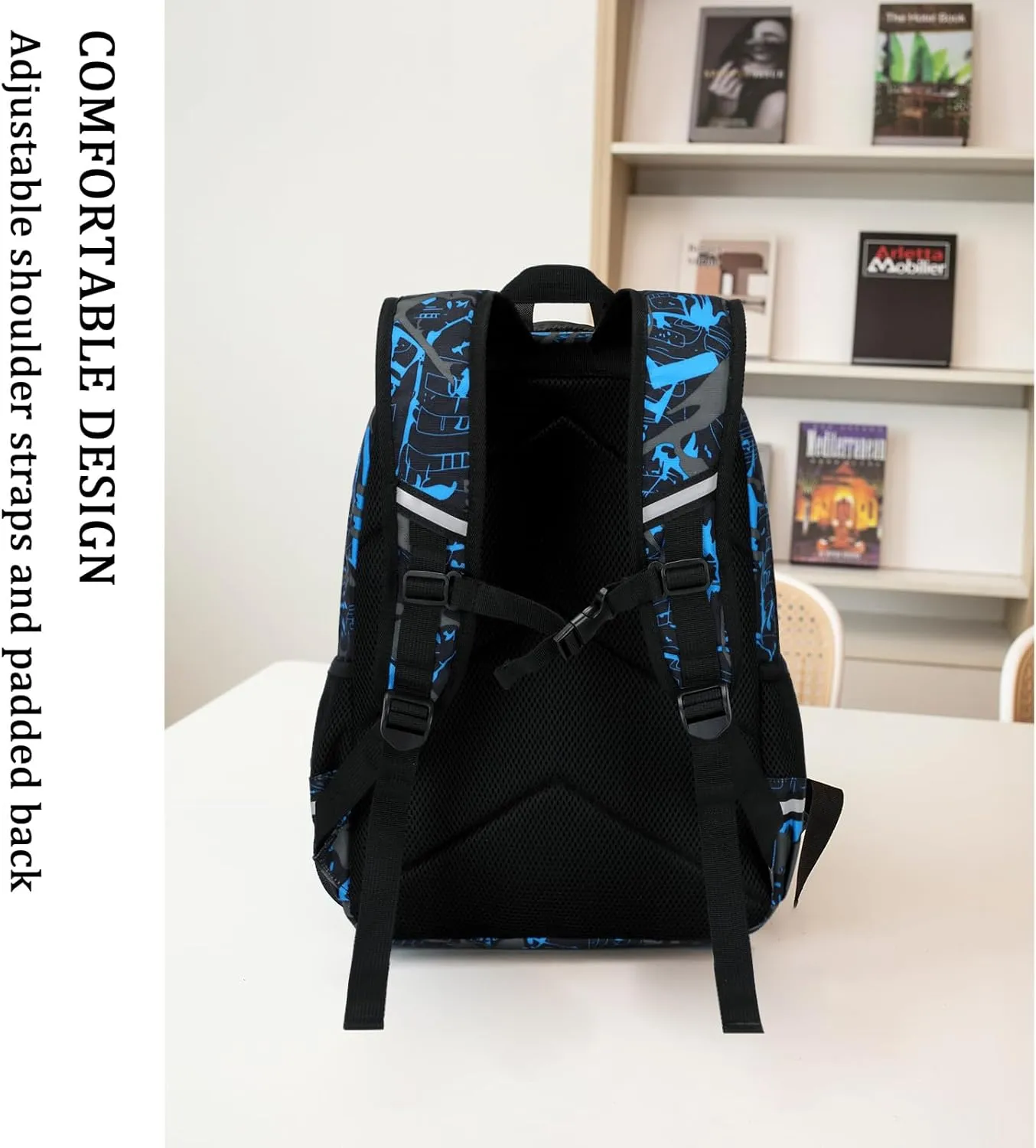 Octsky Boys School Backpack Elementary Middle Kids Bookbag Daypack Travel Back Pack 17 Inches Luminous,Blue