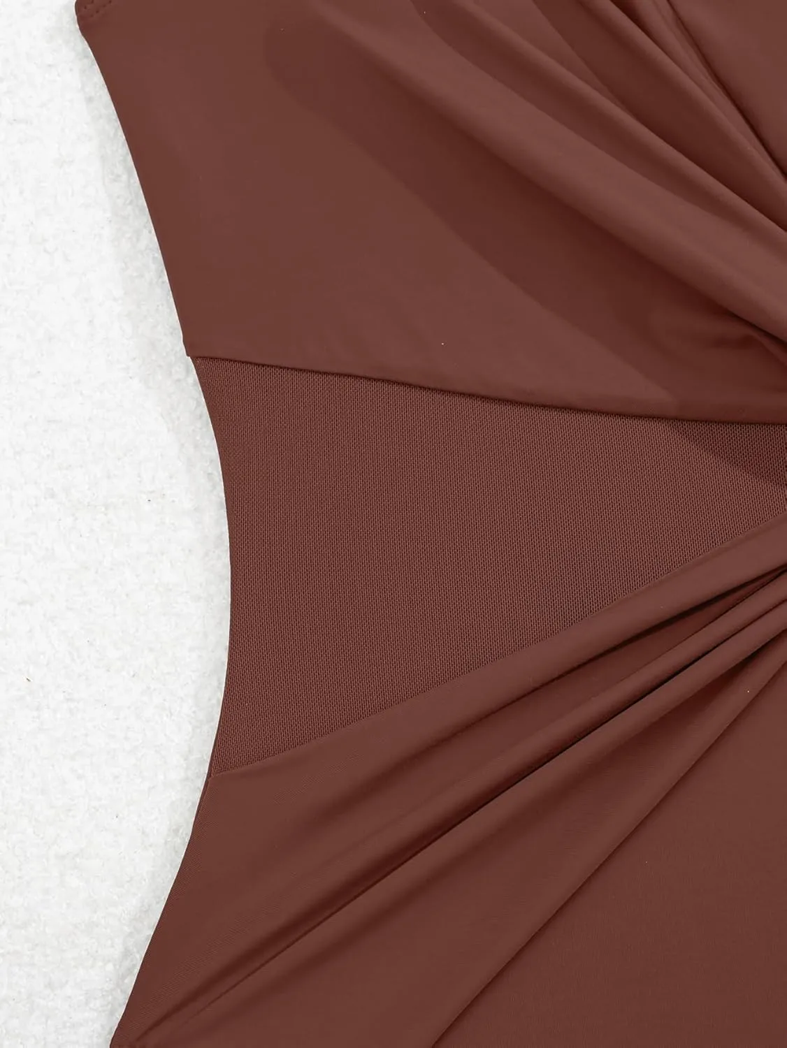 One Shoulder One Piecce Swimsuit for Women Mesh Tummy Control Bathing Suit Twist Swimwear