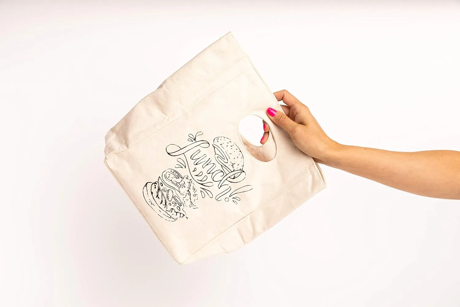 Organic Cotton Canvas Lunch Bag - Eco Friendly & Machine Washable | Perfect for Men, Women & Kids | Reusable Lunch Tote for Work, School - Easy to Clean Water Resistant (White - 2 Pack)