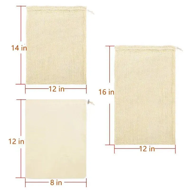 Organic Cotton Mesh Produce Bags Set