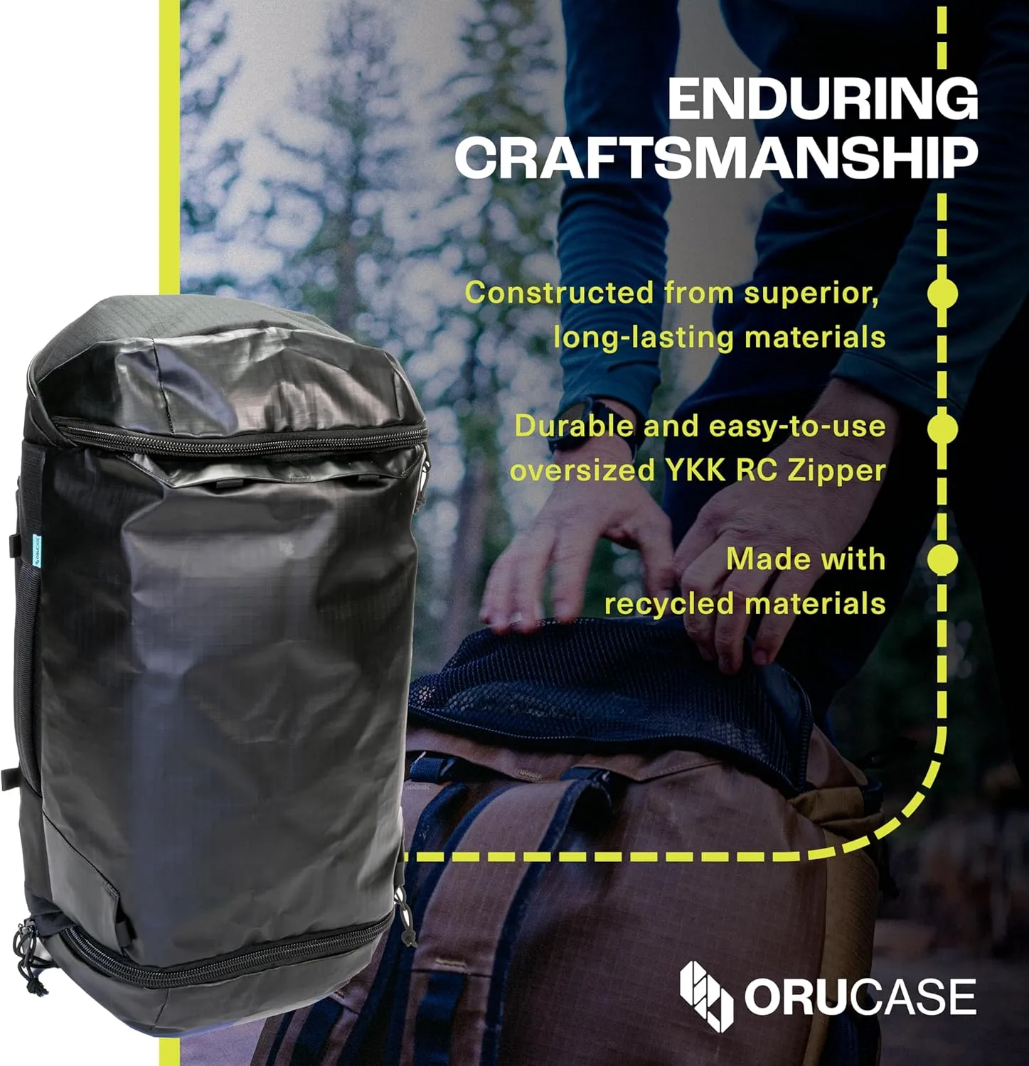 Orucase Janus Duffel Backpack for Cyclists - Gym Duffle Bag for Men & Women with Straps - Water Resistant Duffle Backpack for Travel - 55 L - Glaucous
