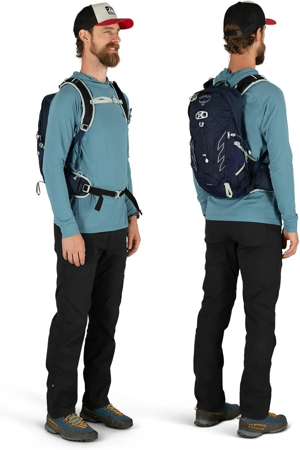 Osprey Talon 11L Men's Hiking Backpack with Hipbelt, Ceramic Blue, Large/X-Large