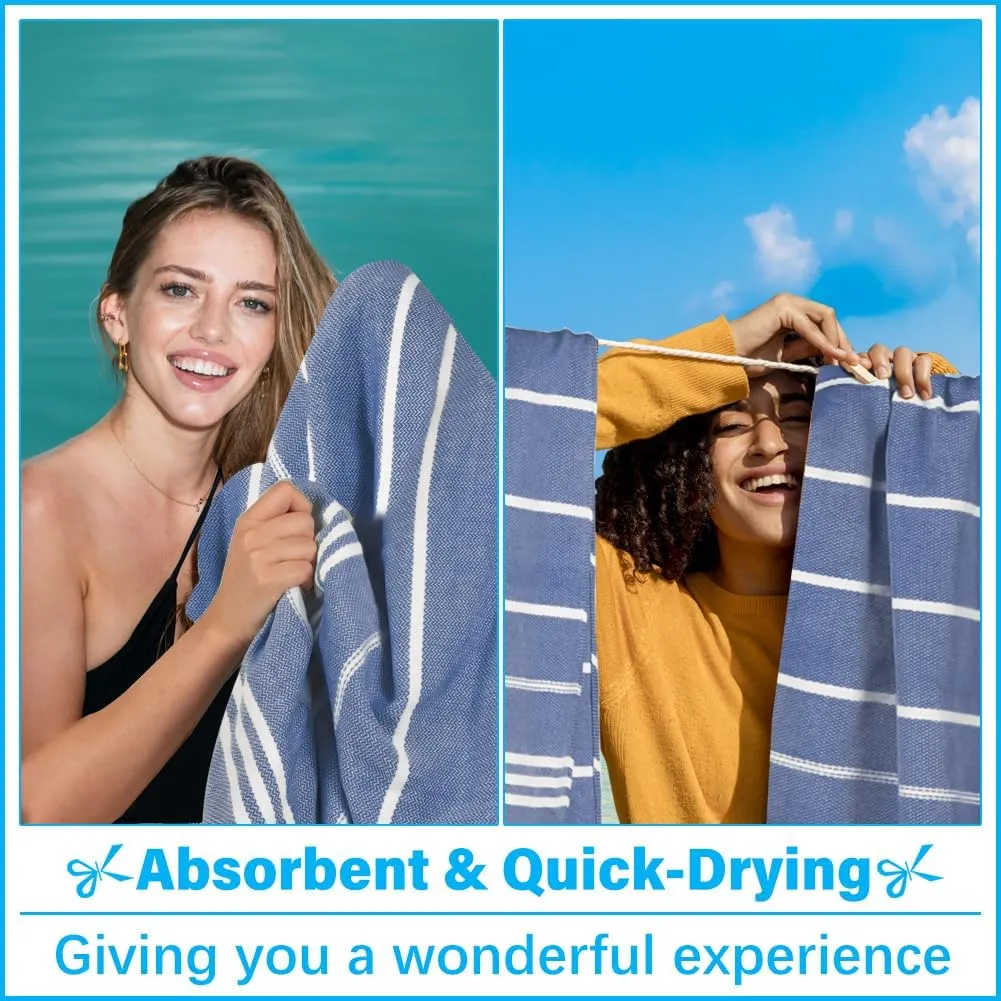 Oversized Turkish Beach Towel Blanket XXL Cotton Sandproof Towels Boho Woven Extra Large Big Sand Free Giant Throw Thick Blankets Huge Quilt XL Picnic Camping Necessities Cloud For Adult Gifts