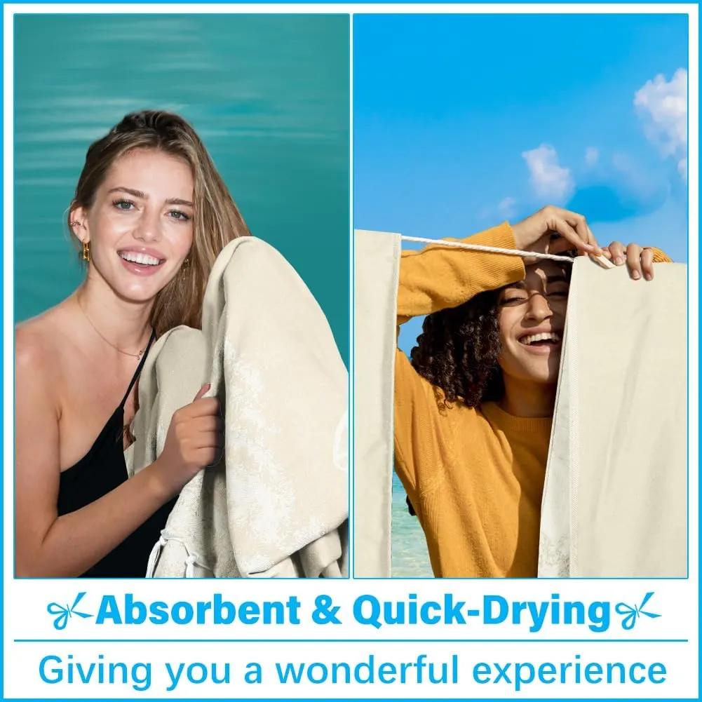 Oversized Turkish Beach Towel Blanket XXL Cotton Sandproof Towels Boho Woven Extra Large Big Sand Free Giant Throw Thick Blankets Huge Quilt XL Picnic Camping Necessities Cloud For Adult Gifts