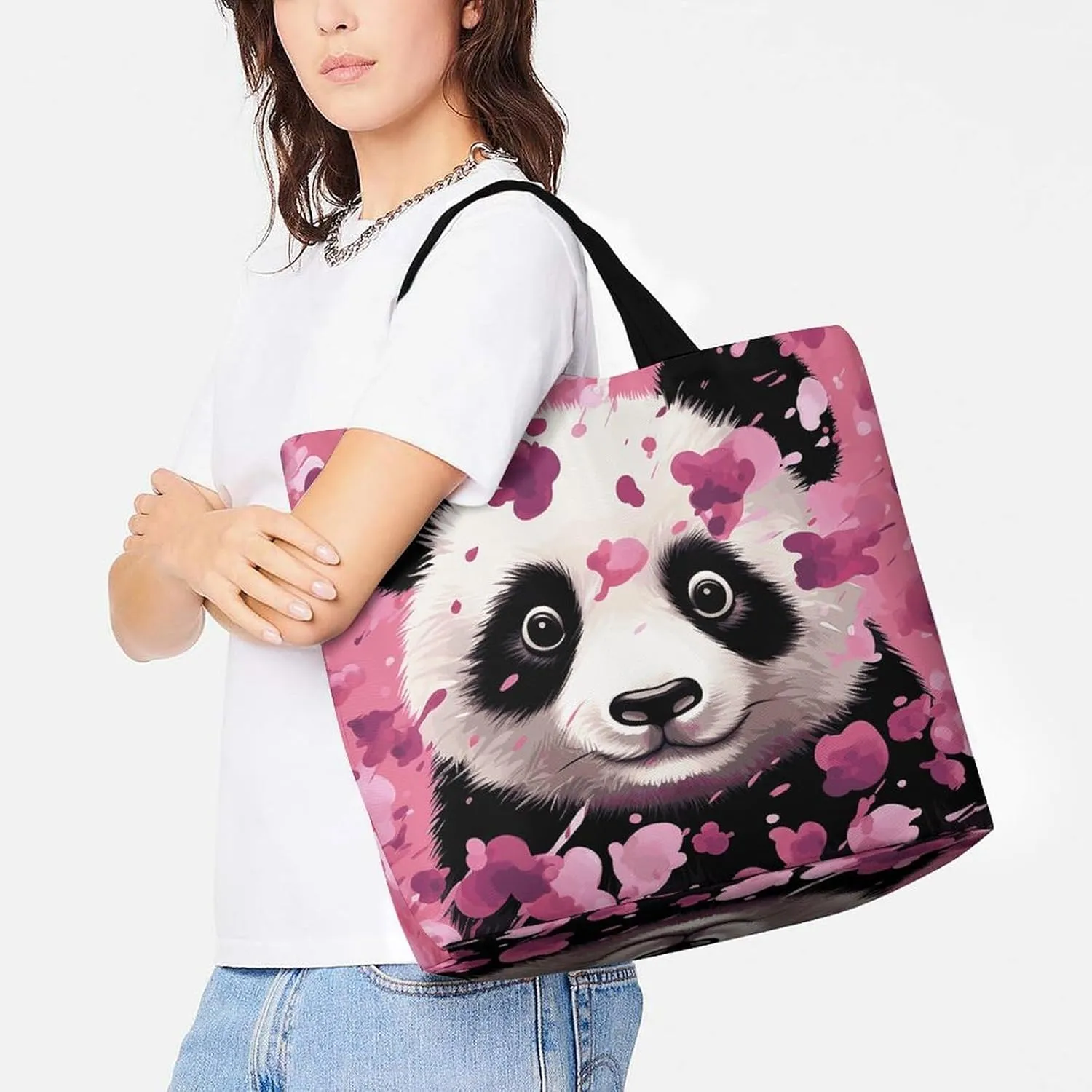 Owls on A Branch Tote Bag for Women Reusable Grocery Shoulder Bags Shopping Bag for Travel, Groceries