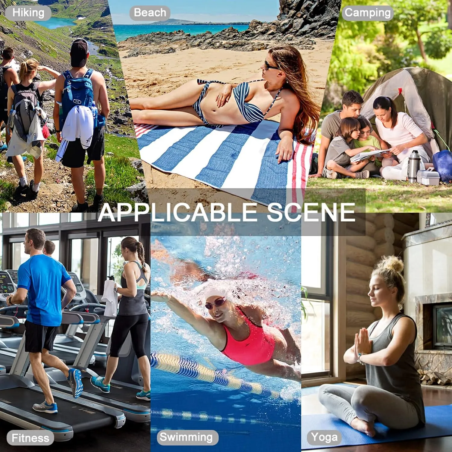 Oyihfvs White Grey Marble with Gold Veins Powder Agate Ripples Quick Drying Beach Towel, Foldable Yoga Towel, Soft Sport Towel, Sweat Absorbent Towel with Storage Mesh Bag 31 x 71 inch (M)
