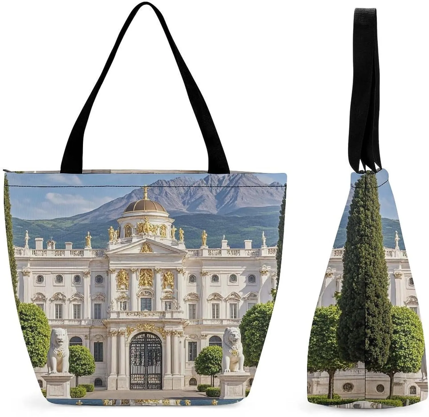 Palace Bag for Women Tote Bag with Zipper Handbag for Travel Work Grocery Bag Shopping Bag