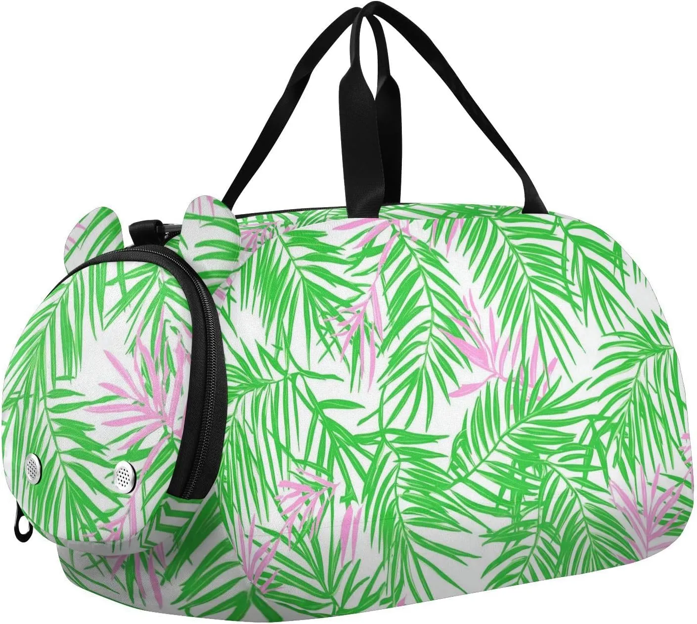 Palm Light Green Boy's Gym Duffel Bag with Shoes Compartment Multifunctional Sports Duffel Bag for Travel, Sports, Fitness & Workout