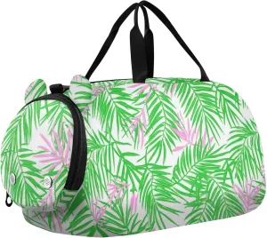 Palm Light Green Boy's Gym Duffel Bag with Shoes Compartment Multifunctional Sports Duffel Bag for Travel, Sports, Fitness & Workout