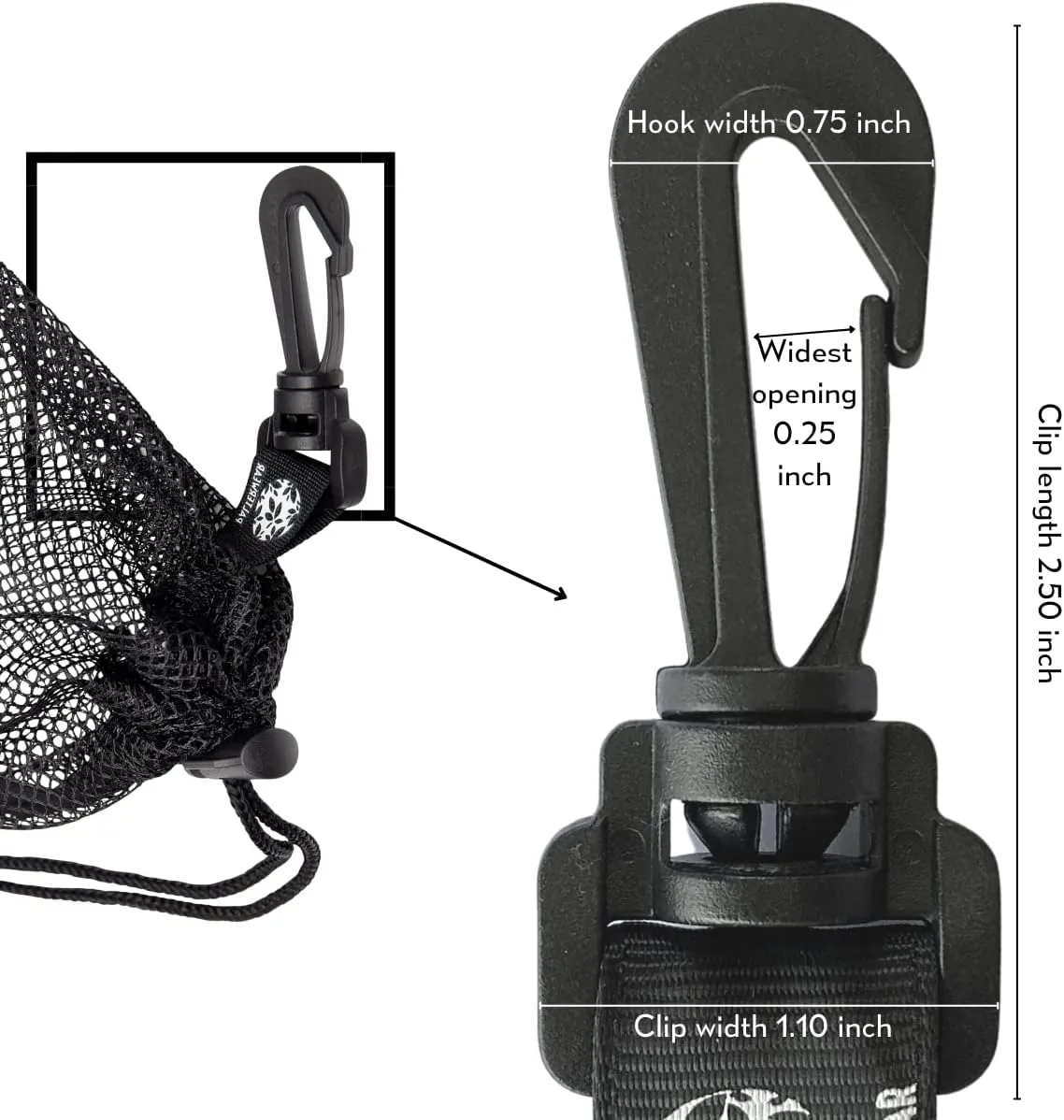 PALTERWEAR Mesh Drawstring Bag With Clip and Toggle Closure - For Scuba, Scalloping, Camping - Multi-Use Set of 4 (Black, 9 x 12 inch)