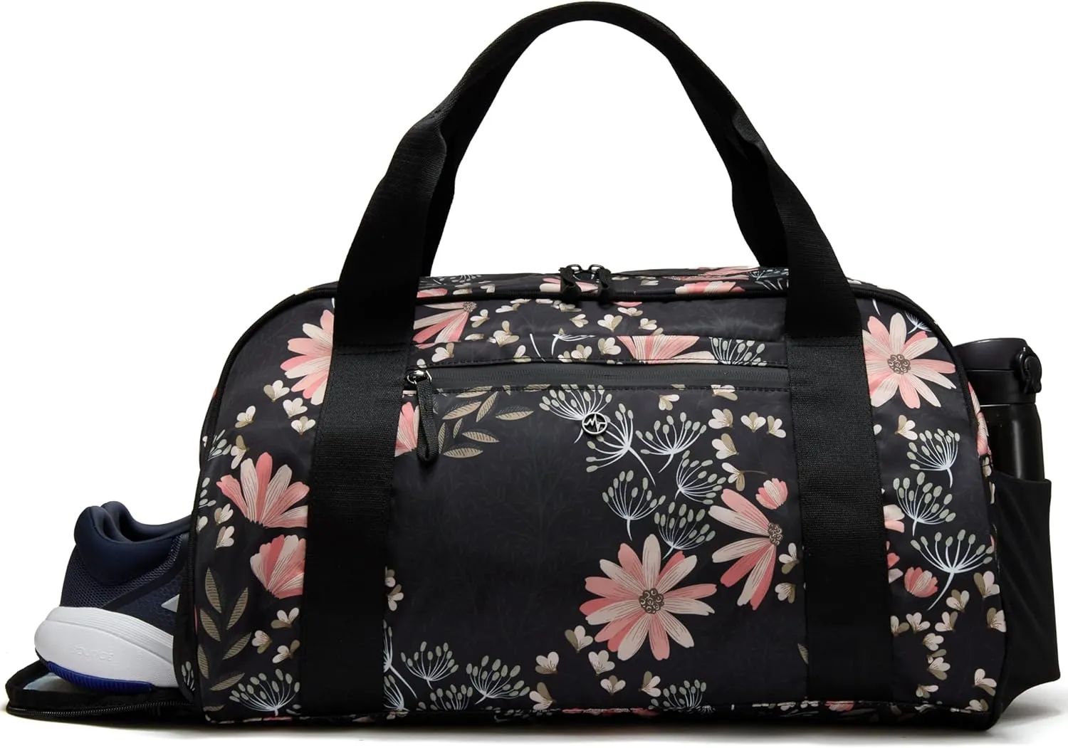 Pander 28L Large Gym Duffle Bag with Shoe Compartment, Fit for Travel, Weekend, Sports, Workout, Overnight.(Black Floral)