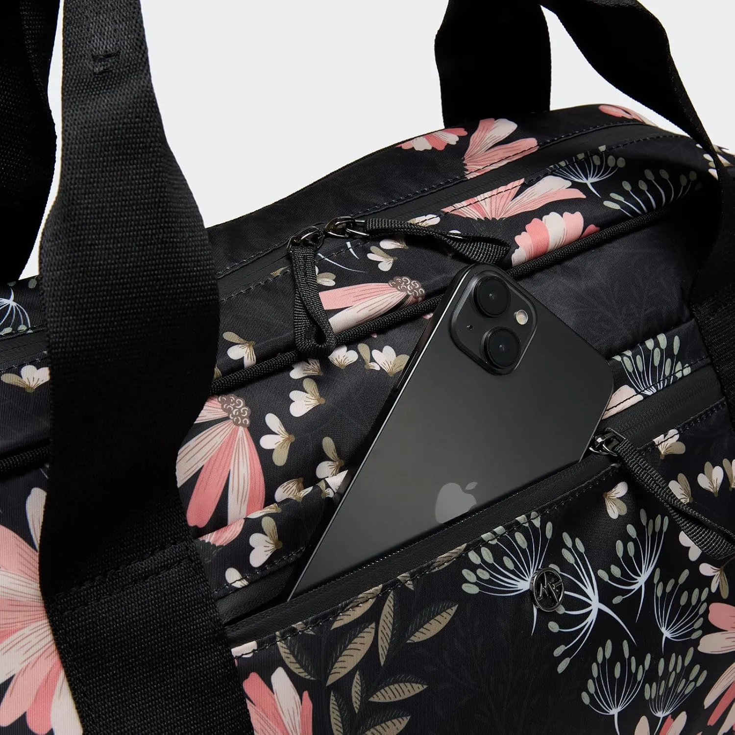 Pander 28L Large Gym Duffle Bag with Shoe Compartment, Fit for Travel, Weekend, Sports, Workout, Overnight.(Black Floral)