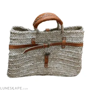 Panier Luxia Handmade Woven Braided Raffia Top-Handle Shopping Tote