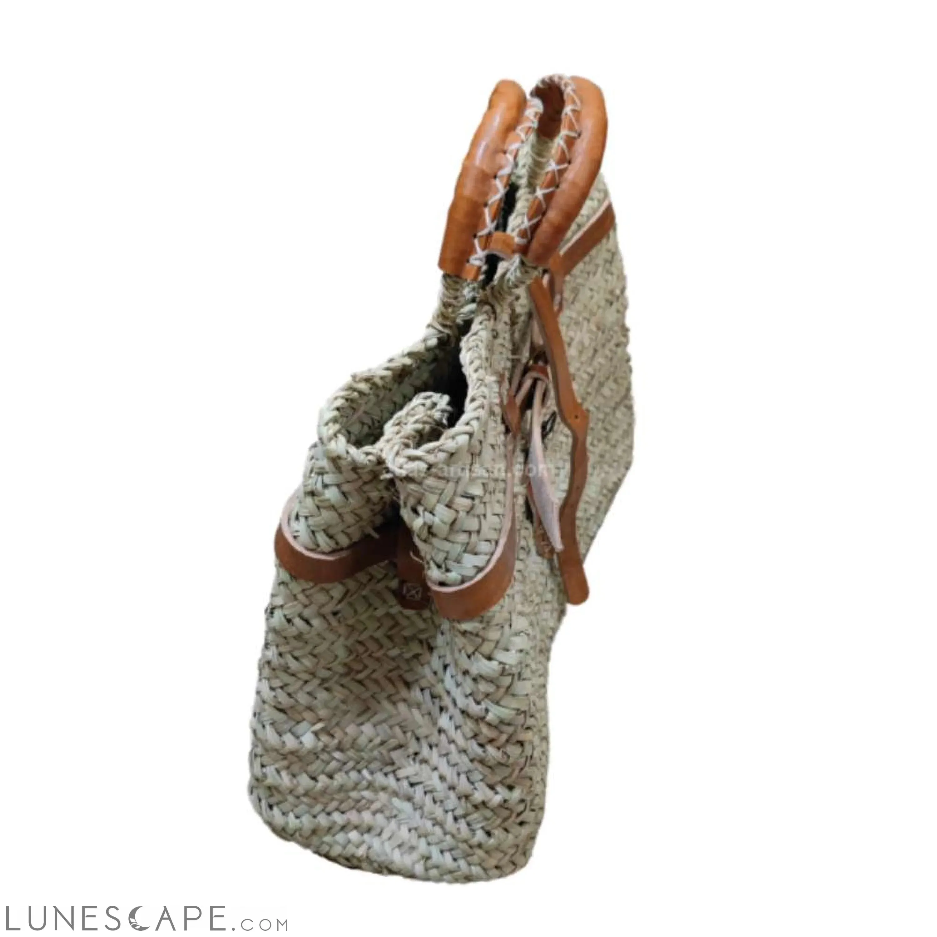Panier Luxia Handmade Woven Braided Raffia Top-Handle Shopping Tote
