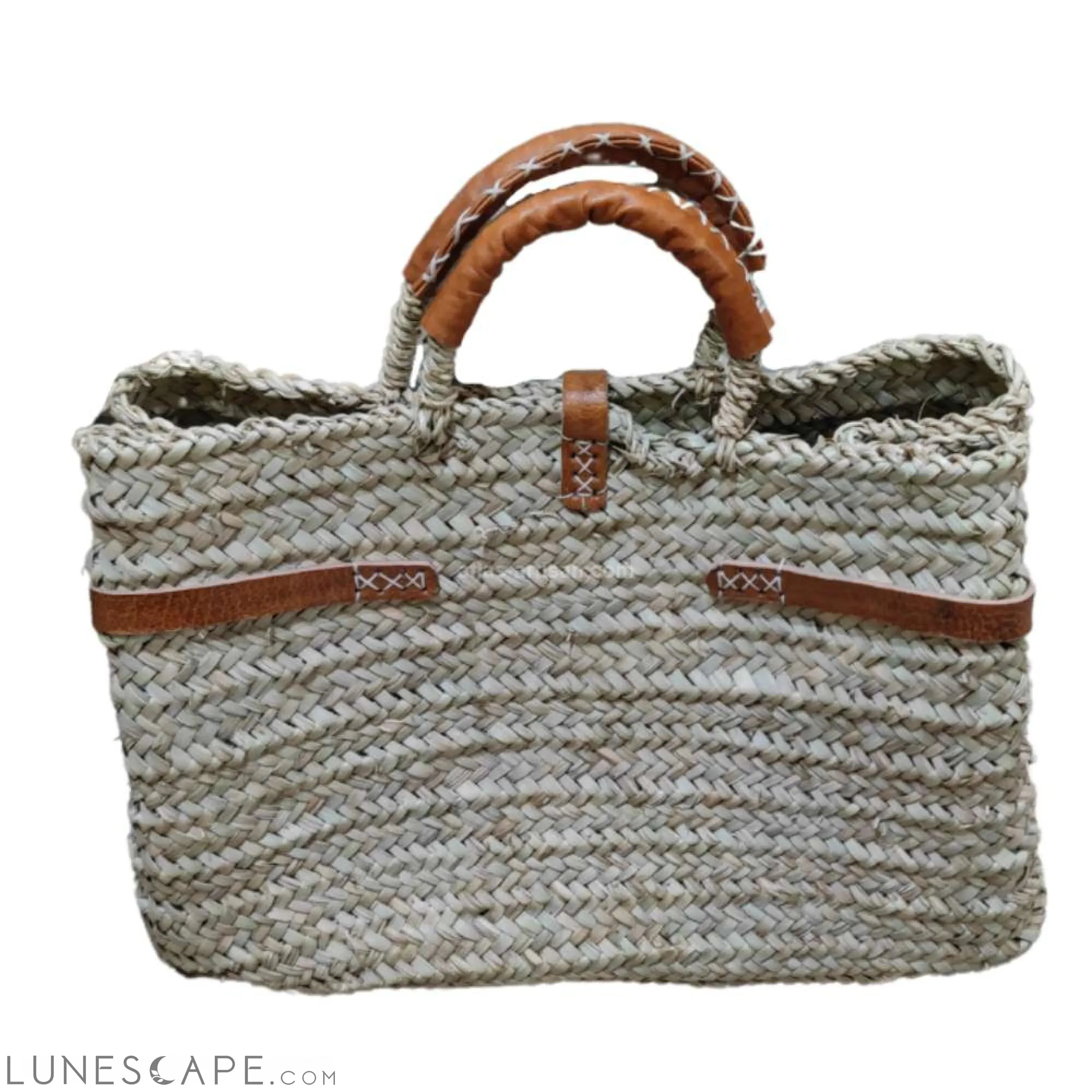Panier Luxia Handmade Woven Braided Raffia Top-Handle Shopping Tote