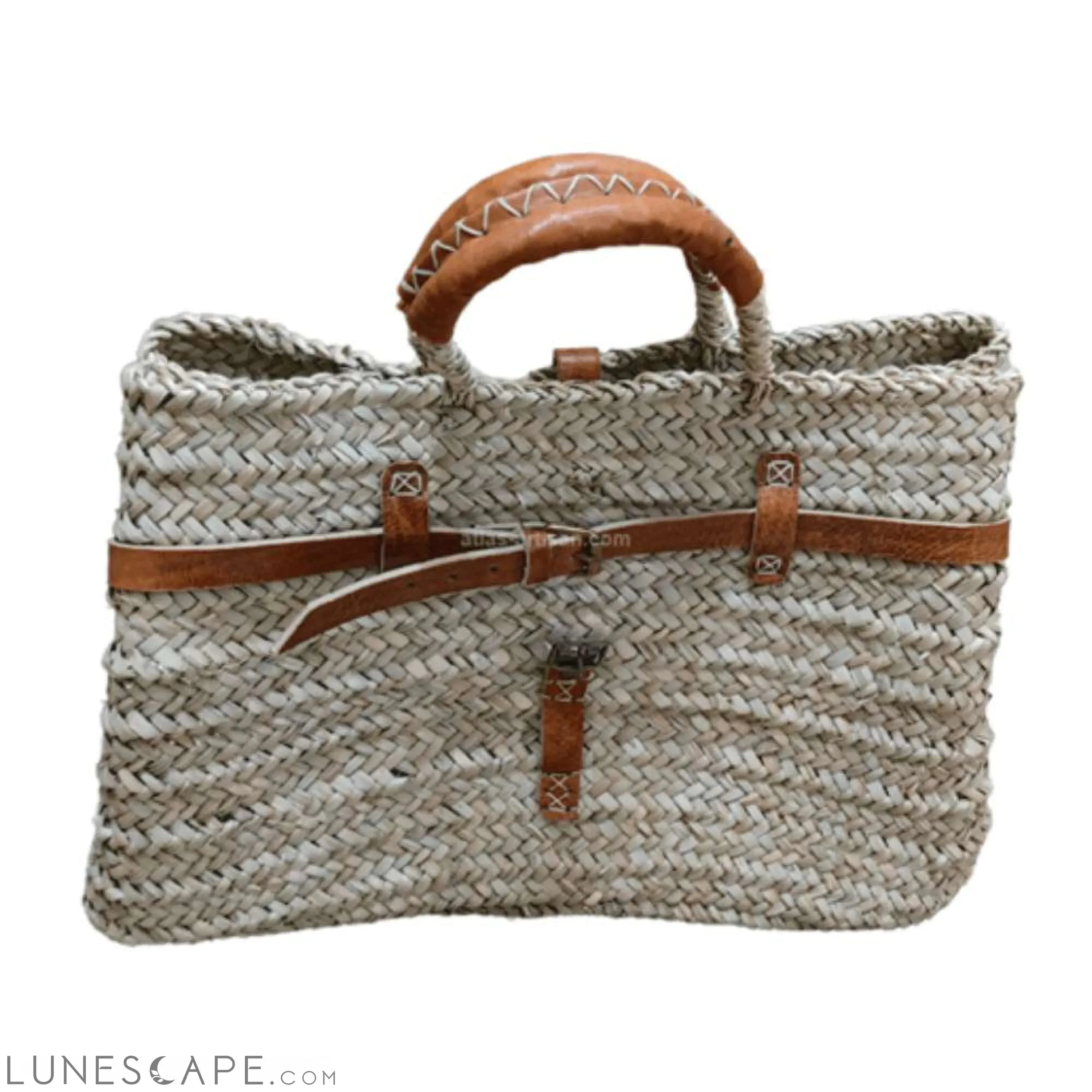 Panier Luxia Handmade Woven Braided Raffia Top-Handle Shopping Tote