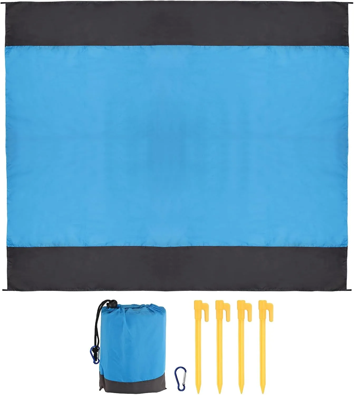 PATIKIL Beach Blanket, 83"x106" Waterproof Sand Proof Beach Mat for 4-7 Adults Oversized Portable Picnic Mat for Picnic Travel Camping Hiking, Blue Grey