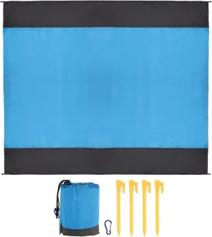 PATIKIL Beach Blanket, 83"x106" Waterproof Sand Proof Beach Mat for 4-7 Adults Oversized Portable Picnic Mat for Picnic Travel Camping Hiking, Blue Grey