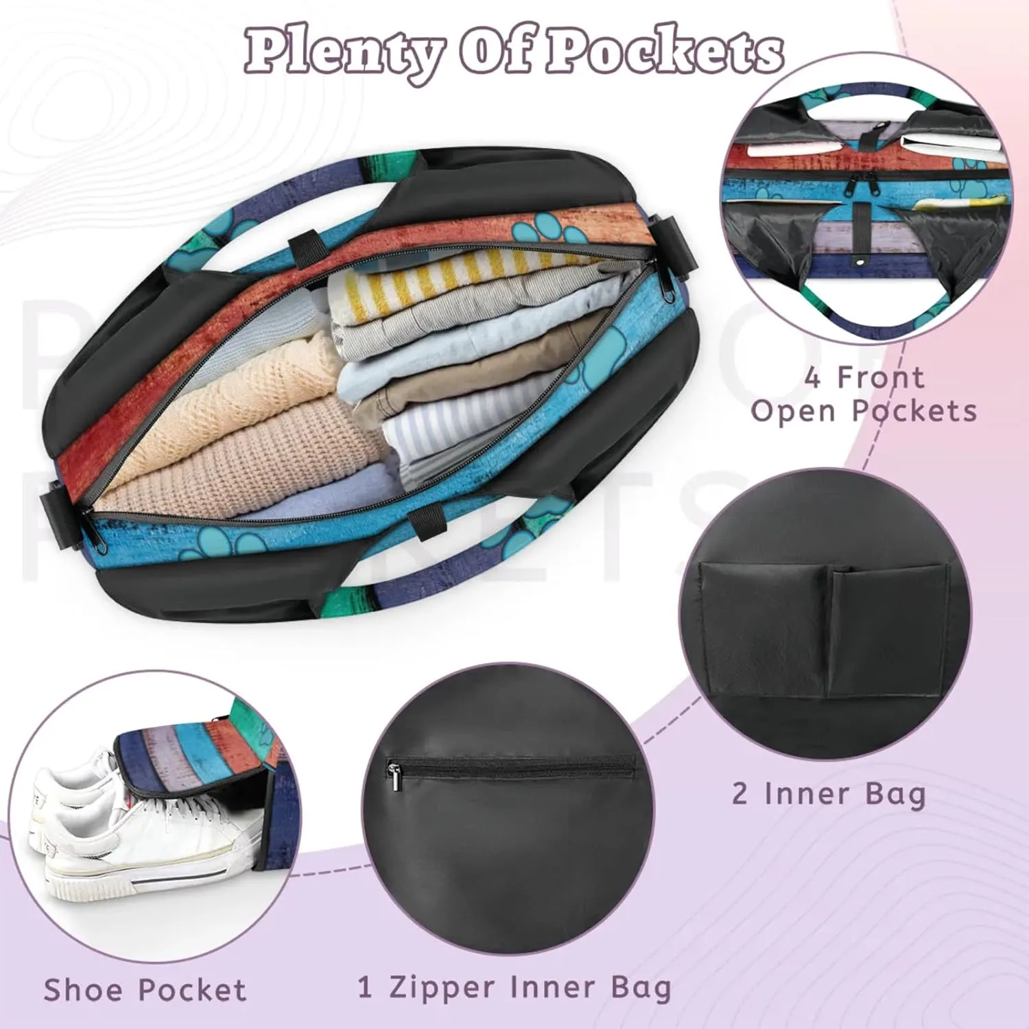 Paw On Wall Gym Bag Yoga Mat Tote for Women with Shoes Compartment Lightweight Duffle Travel Carrier Wet Dry Storage Pockets Adjustable Pilates Mats Shoulder Bags for Sport Swim