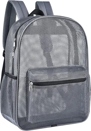 Paxiland Mesh Backpack Lightweight See Through Backpack for Commuting Swimming Travel Beach Outdoor Sports - Grey