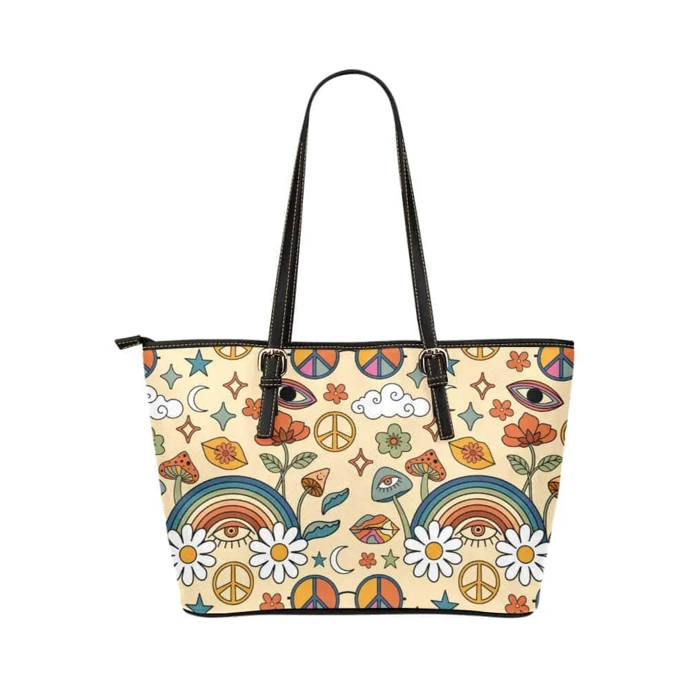Peace And Love | Leather Tote Bag