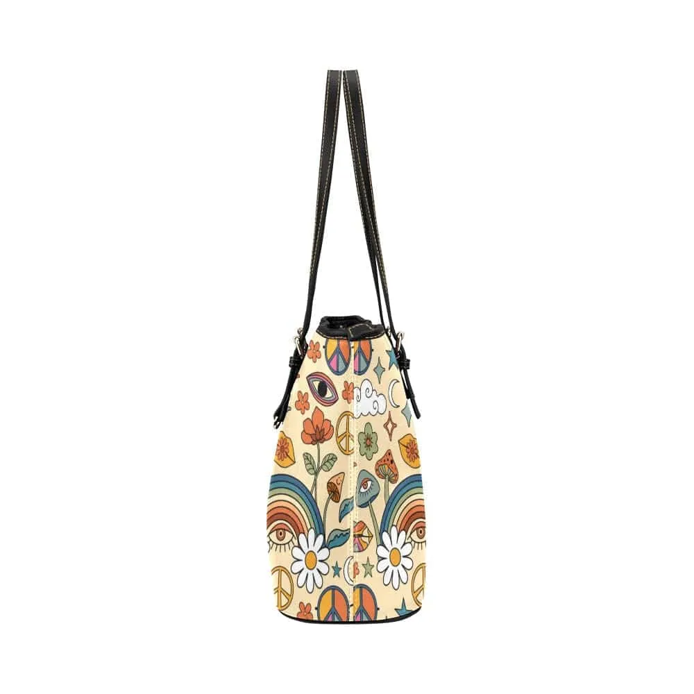 Peace And Love | Leather Tote Bag