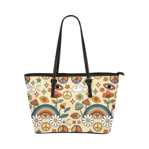 Peace And Love | Leather Tote Bag