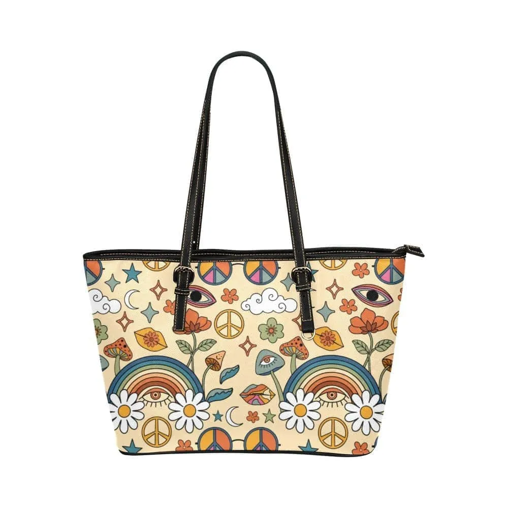 Peace And Love | Leather Tote Bag