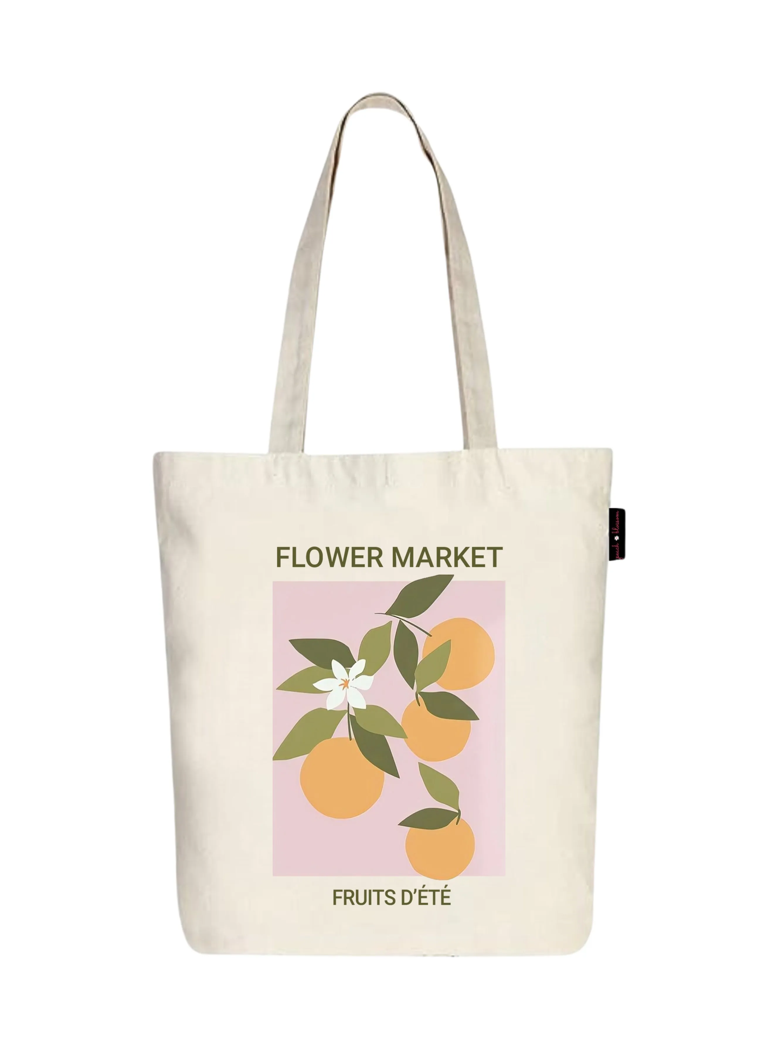 Peach Blossom Women's Cotton Printed Tote Bag With Zipper and Pouch | Pack Of 2 Combo