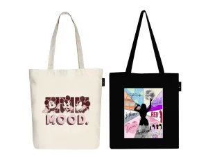 Peach Blossom Women's Cotton Printed Tote Bag With Zipper and Pouch | Pack Of 2 Combo