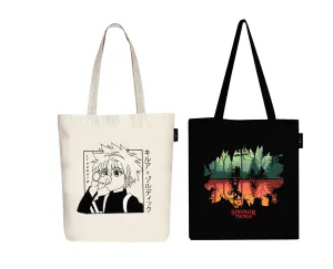 Peach Blossom Women's Cotton Printed Tote Bag With Zipper and Pouch | Pack Of 2 Combo