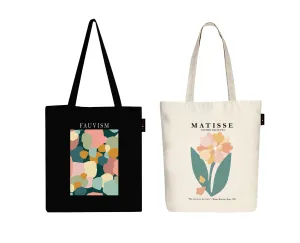 Peach Blossom Women's Cotton Printed Tote Bag With Zipper and Pouch | Pack Of 2 Combo
