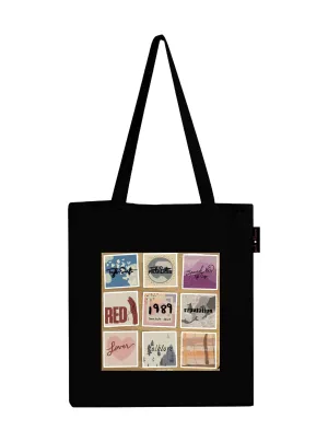 Peach Blossom Women's Cotton Printed Tote Bag With Zipper and Pouch
