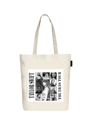 Peach Blossom Women's Cotton Printed Tote Bag With Zipper and Pouch