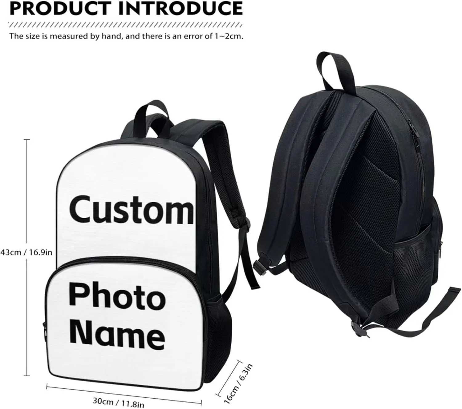 Personalized Backpack and Lunchbox for Girls Customize Backpack for Boys with Name Photo Picture Custom Bookbag for Kids Teens School Backpack Set with Pencil Case Water Bottle Holder 4 pcs