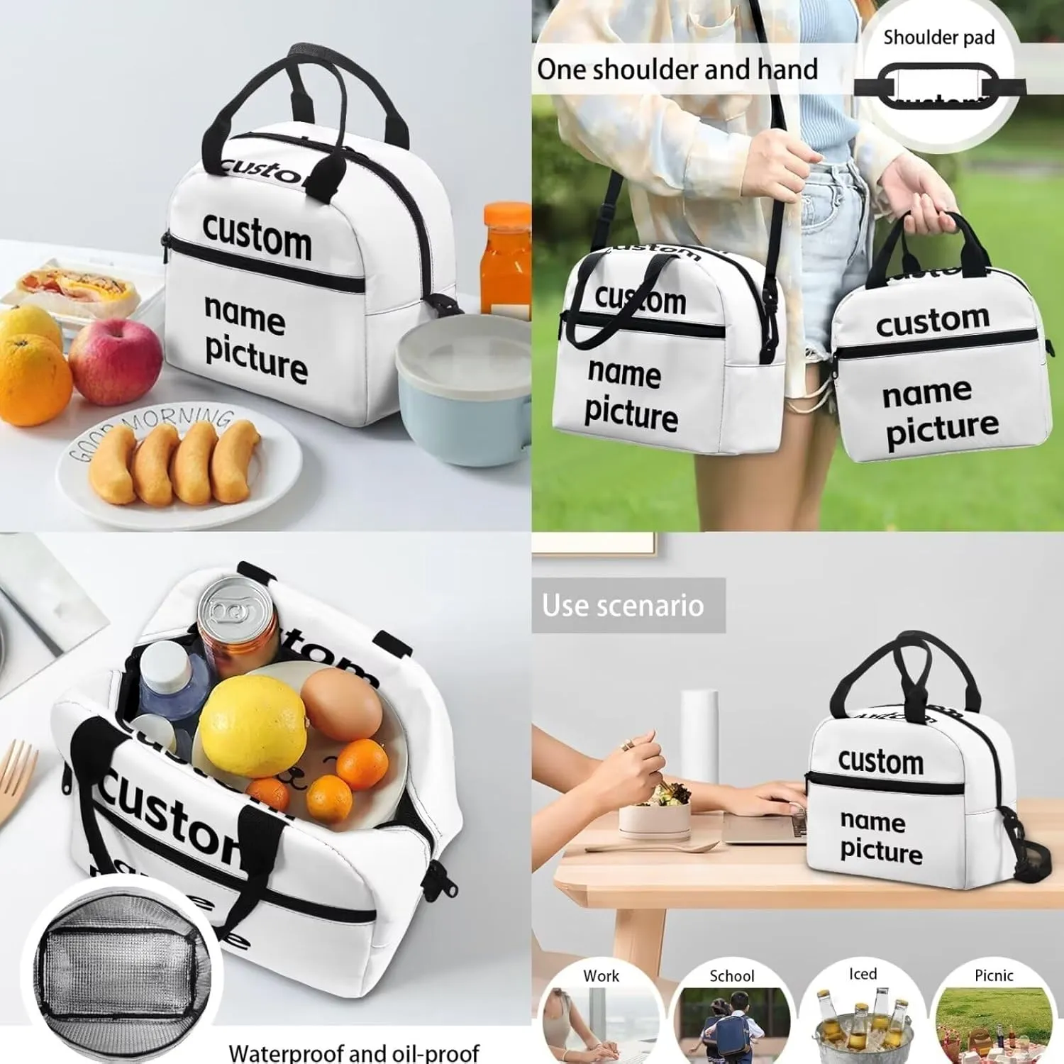 Personalized Backpack and Lunchbox for Girls Customize Backpack for Boys with Name Photo Picture Custom Bookbag for Kids Teens School Backpack Set with Pencil Case Water Bottle Holder 4 pcs