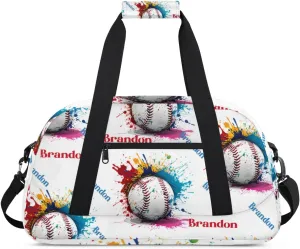 Personalized Duffle-Bag for-Girls-Boys Customized Sports-Bag Carry-On-Bag Gym-Travel-Bag Football-Bag Gymnastics-Bag Blue White Red Yellow Baseball Brandon