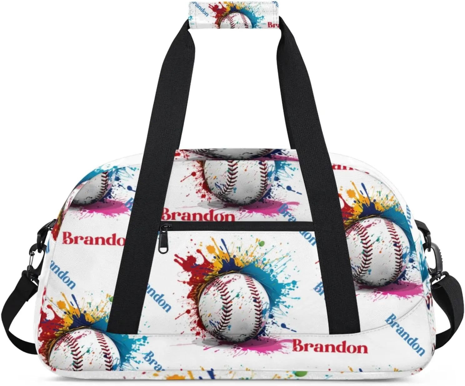 Personalized Duffle-Bag for-Girls-Boys Customized Sports-Bag Carry-On-Bag Gym-Travel-Bag Football-Bag Gymnastics-Bag Blue White Red Yellow Baseball Brandon